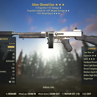 Dev Weapon | LVL 1 | Silver Shroud Gun |