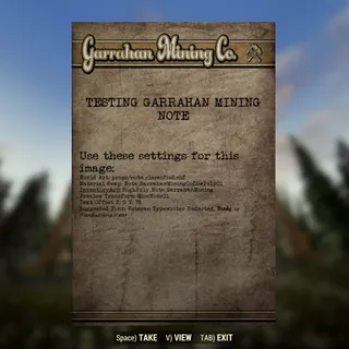 Dev Note | Garrahan Mining Test Note | Displayable |