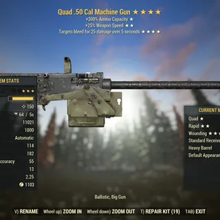 Injected Effect | LVL 50 | .50 Cal | ★ Quad ★★ Rapid ★★★★ Wounding | Bleed .50 Cal |