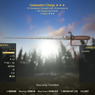 Survival | LVL 50 | Commander's Charge | ★ Furious ★★ Rapid ★★★ Agility |