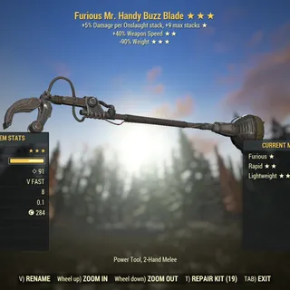 Missing Parts | LVL 50 | Mr. Handy Buzz Blade | ★ Furious ★★ Rapid ★★★ Lightweight |