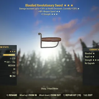Missing Parts | LVL 50 | Revolutionary Sword | ★ Bloodied ★★ Rapid ★★★ Strength |
