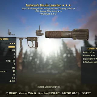 Missing Parts | LVL 1 | Missile Launcher | ★ Aristocrat's ★★ Hitmans ★★★ Lightweight |