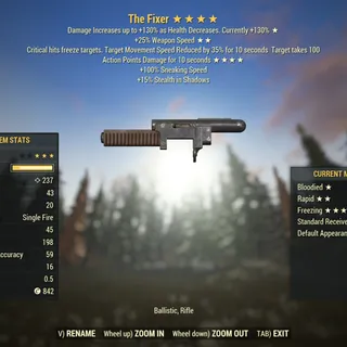 Injected Effect | Missing Parts | LVL 50 | The Fixer | ★ Bloodied ★★ Rapid ★★★★ Freezing | Freeze Fixer |