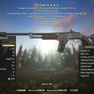 Injected Effect | LVL 50 | The Fixer | ★ Bloodied ★★ Vital ★★★★ Freezing | Freeze Fixer |