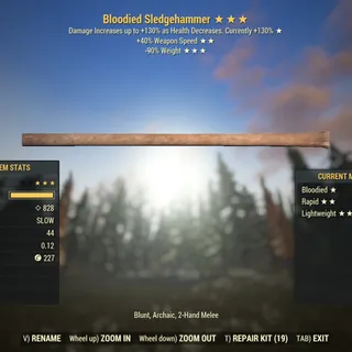 Missing Parts | LVL 50 | Sledgehammer | ★ Bloodied ★★ Rapid ★★★ Lightweight |