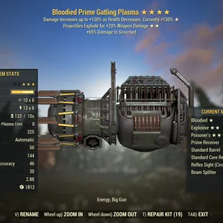Injected Effect | LVL 50 | Gatling Plasma | ★ Bloodied ★★ Explosive ★★★★ Poisoner's | Poison |