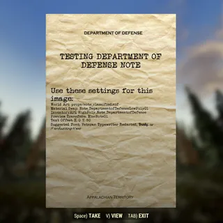 Dev Note | Department of Defense Test Note | Displayable |