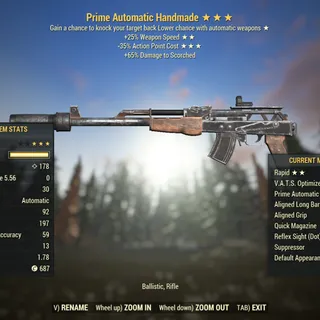 Injected Effect | LVL 50 | Handmade | ★ Concussive ★★ Rapid ★★★ V.A.T.S Optimized | Concussive Handmade |
