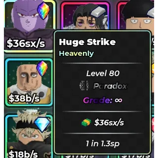 Huge Strike | Heavenly | Paradox| 36 sx/s | 1 in 1.3sp - Anime Dice