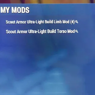 Scout Armor Ultra-Light Build Mods