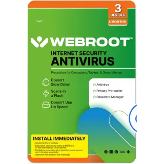 ⚡ Webroot SecureAnywhere (3 PC/Mac) 6-Month Subscription | New Accounts Only | US Region