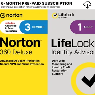 ⚡ Norton 360 Deluxe + LifeLock Identity Advisor (1 Adult) | 6 Months | 3 Devices | New Accounts Only | US Region