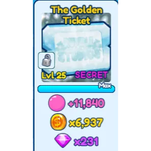 5x Shiny The golden ticket BGSI Secret