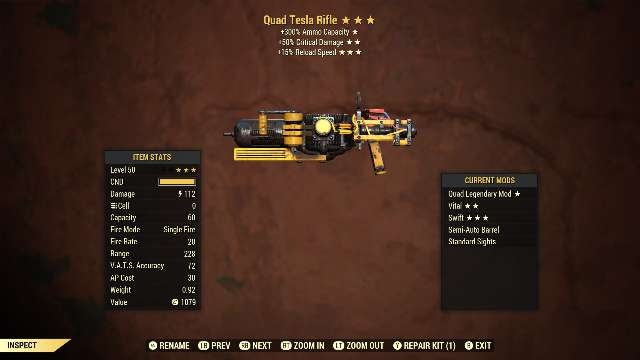 Q5015 Tesla Rifle - Fallout 76 Game Items - Gameflip