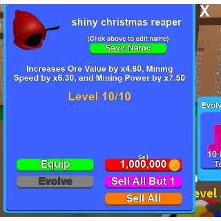10X shiny christmas reaper 