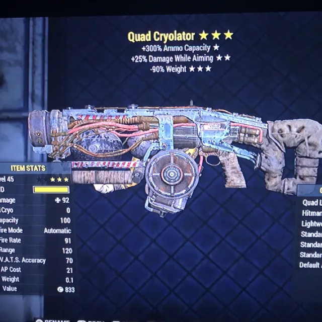 Q25aim90 cryolator fallout 76 game item gameflip