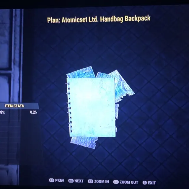 Atomicset ltd Handbag Backpack Fallout 76 Game Items Gameflip