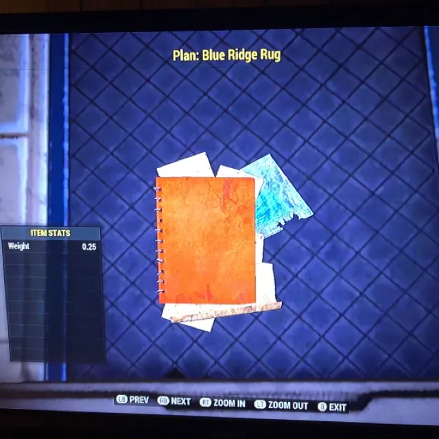 Plan | Blue Ridge Rug - Fallout 76 Game Item - Gameflip