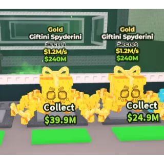 x2 Giftini Spyderini $1.2M/S each Gold Secret - Steal A Brainrot