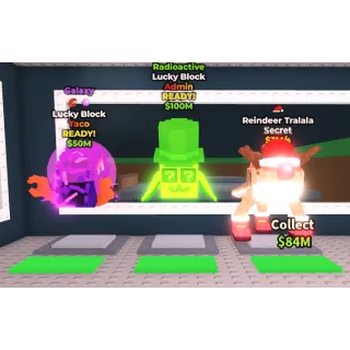 1 Lucky Block Taco  🦀🫧 Galaxy - LuckyBlock Radioactive - Reindeer Tralala $3M/s 🎅 Secret - Steal A Brainrot