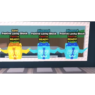 x 3 Festive Lucky Block (Check Photo) - Steal A Brainrot