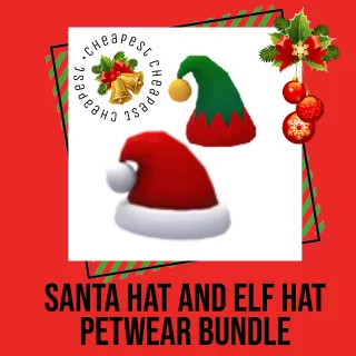 Santa Hat and Elf Hat Petwear Bundle
