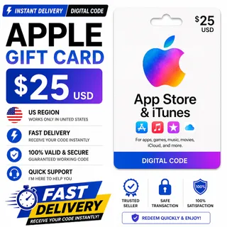 Apple Gift Card $25 USD (US) – Instant Fast Delivery ⚡ iTunes & App Store