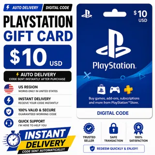 PlayStation Gift Card $10 USD (US) – Auto Delivery ⚡ Instant PSN Code