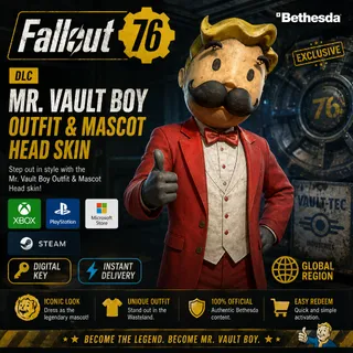 FALLOUT 76 | Mr. Vault Boy Outfit & Mascot Head skin | Bethesda | ALL PLATFORMS
