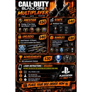 BLACK OPS 2 BO2 - UNLOCK DIAMOND CAMO + WEAPONS  - FAST DELIVERY - PS4/PS5 ONLY - GLOBAL
