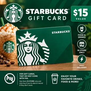 $15.00 USD Starbucks (No Pin)