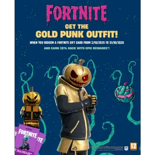 Fortnite Epic Games $15 GIFT CARD + GOLD PUNK OUTFIT + GHOST MONKS OUTFIT