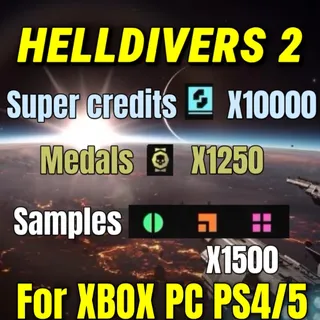10000 SUPER CREDITS + 1250 MEDALS + 1500 SAMPLES + XP| HELLDIVERS 2 [PC/PS/XBOX]