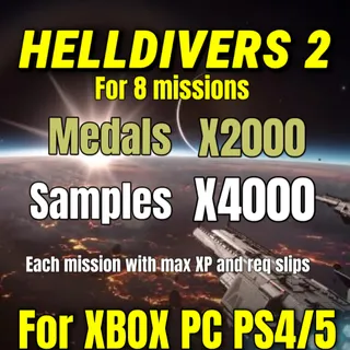 HELLDIVERS 2 2000 medals + 4000 samples + max Xp and req slips | PC/PS/XBOX