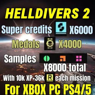 HELLDIVERS 2 6000 super credits + 4000 medals | PC/PS/XBOX