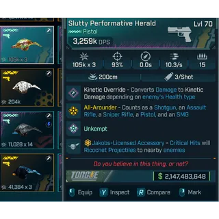 LV.70 Modded Pistol | Slutty Performative Herald