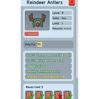  SUPER RARE GOOD 4% CAPACITY REINDEER ANTLERS | CHEAP BEEQUIP BEE SWARM SIMULATOR (CHECK MY PROFILE FOR MORE!)