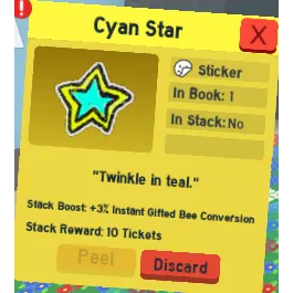 CHEAPEST CYAN STAR STICKER (ONETT QUEST) | CHEAP BEESMAS STICKER BEE SWARM SIMULATOR