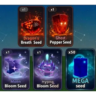 GROW A GARDEN 2 OMEGA SEED BUNDLE | HYPNO BLOOM, DRAGON'S BREATH, MOON BLOOM, GHOST PEPPER, MEGA SEEDS (SEE MY PROFILE 4 MORE!)