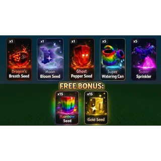 GROW A GARDEN 2 EVERYTHING BUNDLE | DRAGON'S BREATH, MOON BLOOM, GHOST PEPPER, SUPER WATERING CAN, SUPER SPRINKLER AND MORE!