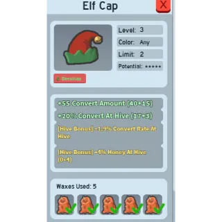 CHEAPEST 4% HONEY AT HIVE ELF CAP (4 HAH ELF CAP) | CHEAP BEEQUIP BEE SWARM SIMULATOR