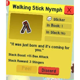 CHEAPEST WALKING STICK NYMPH STICKER | CHEAP BEESMAS STICKER BEE SWARM SIMULATOR