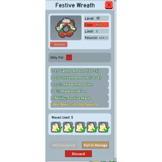 CHEAPEST UNCLEAN FESTIVE WREATH (BAD WAX) 6% MARK DURATION | CHEAP BEESQUIP BEE SWARM SIMULATOR