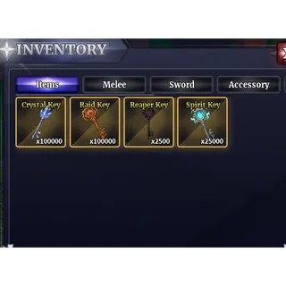 SAILOR PIECE KEY BUNDLE BIG | 100K CRYSTAL KEY, 100K RAID KEYS, 2500 REAPER KEYS, 25000 SPIRIT KEYS (SEE MY PROFILE FOR MORE!)