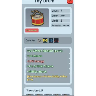 SUPER RARE 4% BEE ABILITY POLLEN TOY DRUM | CHEAP BEEQUIP BEE SWARM SIMULATOR