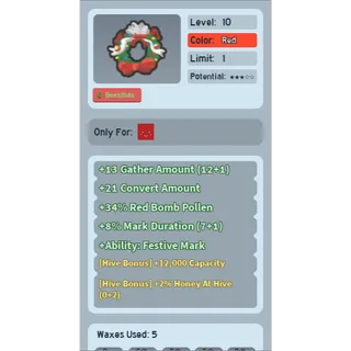 SUPER RARE 2 HONEY AT HIVE FESTIVE WREATH | RARE GOOD BEEQUIP BEE SWARM SIMULATOR (CHECK MY PROFILE FOR MORE!)