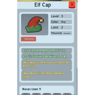GOOD 4% HONEY AT HIVE + 4.8% CONVERT RATE ELF CAP | CHEAP BEEQUIP BEE SWARM SIMULATOR (CHECK MY PROFILE FOR MORE!)
