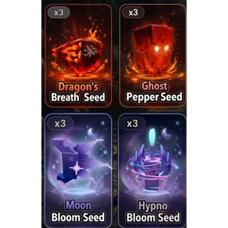 GROW A GARDEN 2 SUPER SEED BUNDLE LARGE | HYPNO BLOOM, DRAGON'S BREATH, MOON BLOOM, GHOST PEPPER (CHECK MY PROFILE FOR MORE!)