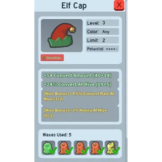CHEAP GOOD 2% HONEY AT HIVE + 4.6% CONVERT RATE ELF CAP | RARE GOOD BEEQUIP BEE SWARM SIMULATOR (CHECK MY PROFILE FOR MORE!)